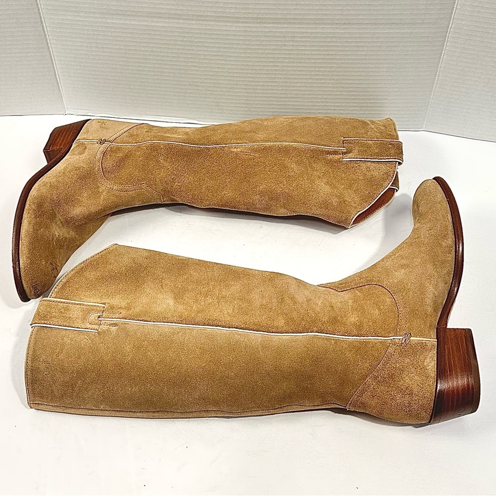 Frye Carson Pull On Beige Suede Boots Sz 7 - Picture 5 of 6